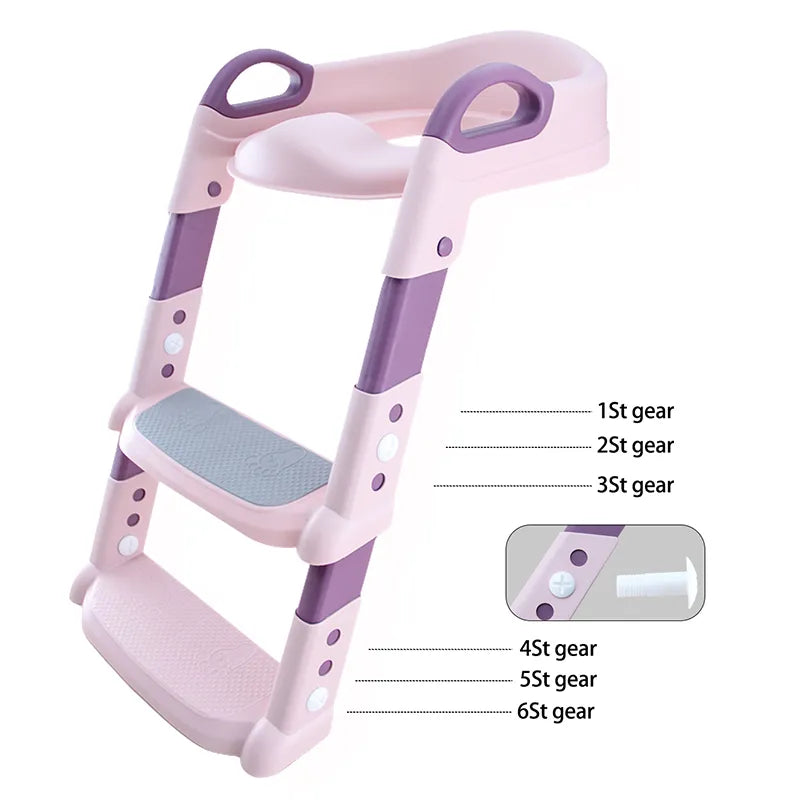 Toddler potty training stool, a children's foldable step for toilet independence and safe bathroom use.