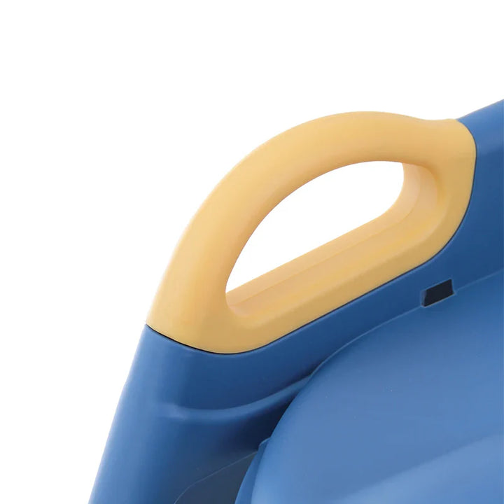 Compact foldable children's potty training stool, perfect step for toddlers, easy to store in kid's bathroom.
