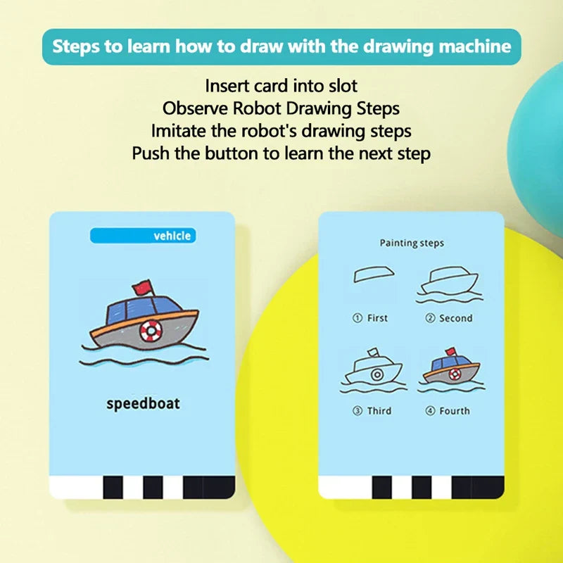 Interactive drawing robot, a unique art toy for creative expression and education.