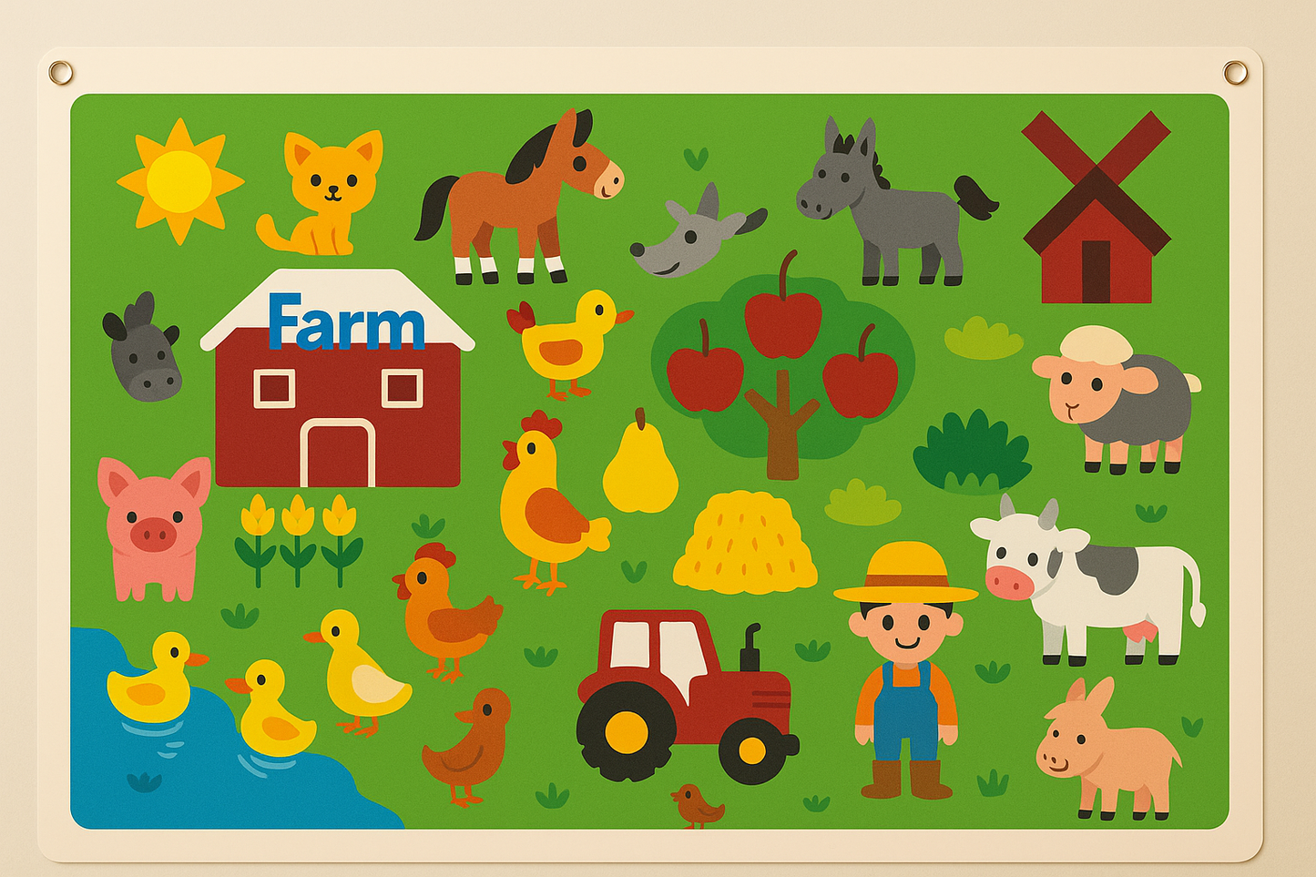 Child's hands placing a felt dinosaur toy onto an interactive learning felt board during play