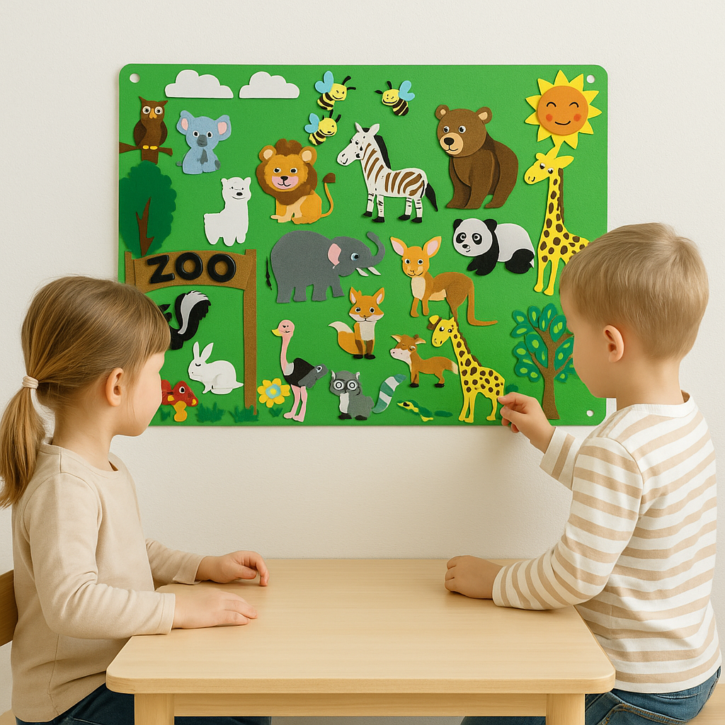 Dinosaur toy felt board kit for kids: includes various dino figures for interactive educational fun