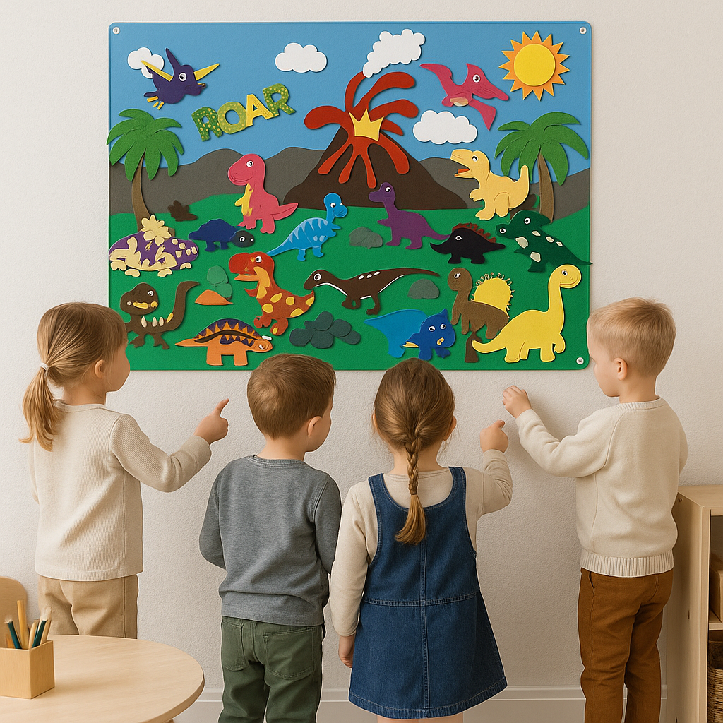 Kids' interactive felt board with farm animal figures, a fun and educational preschool learning game