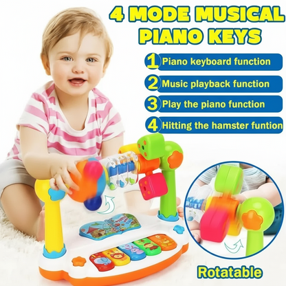 Toddler learning piano with colorful keys and rotational features, music educational toy