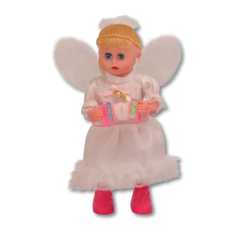 Musical winged doll in action, glowing brightly, a fun and interactive toy for young children