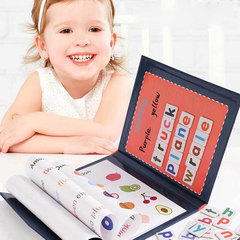 Children's magnetic letter wood learning board with colorful alphabet for early literacy