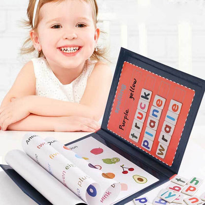 Children's magnetic letter wood learning board with colorful alphabet for early literacy