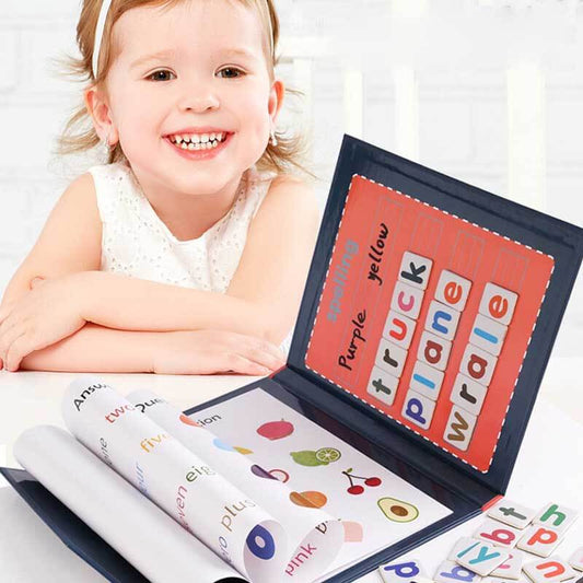 Children's magnetic letter wood learning board with colorful alphabet for early literacy