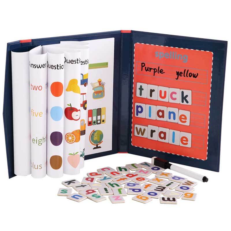 Wooden magnetic letter learning board, an educational toy for preschool literacy skills