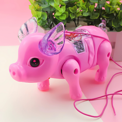 Children's musical walking pig toy with lights, perfect toddler gift. Educational electronic animal.