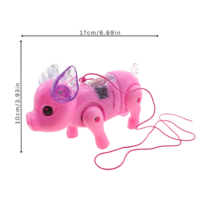 Walking pig electronic toy for kids with music and lights. Engaging toddler gift, fun animal learning.