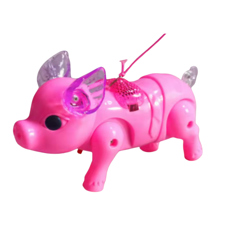 Light-up musical pig toy, an interactive children's gift. Electronic walking animal for young kids.