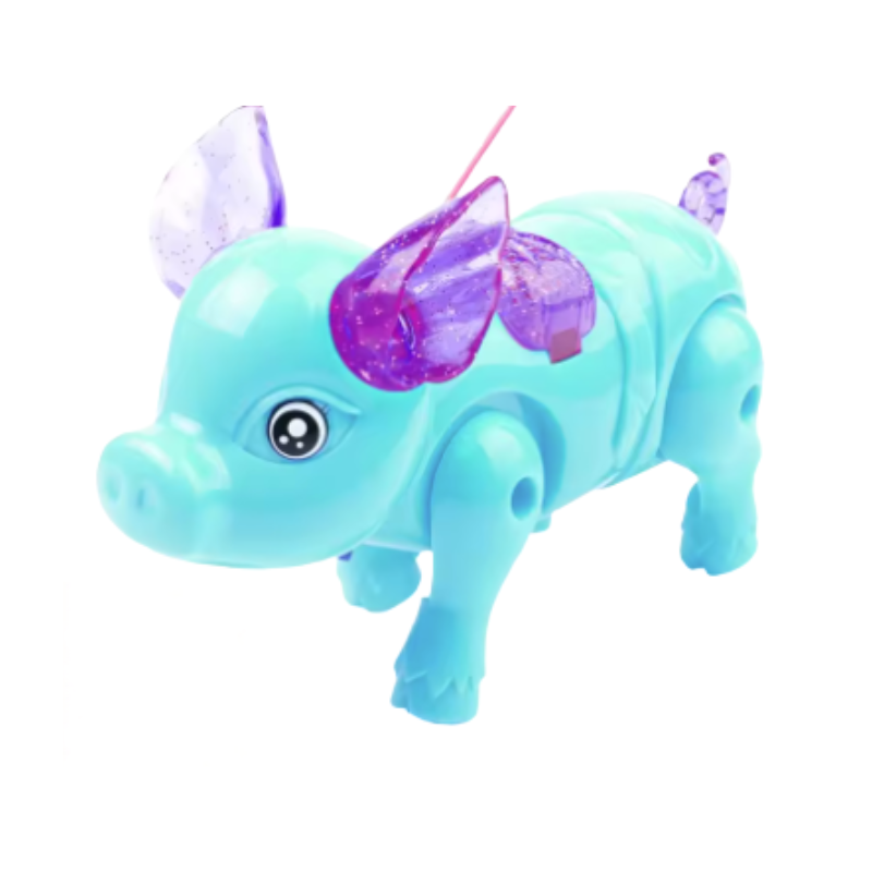 Toddler gift: electronic musical walking pig toy with glowing lights, promotes educational play.
