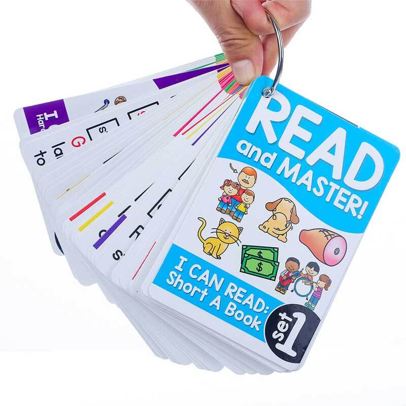 Kids' learning game set with colorful phonics cards for interactive reading practice and education.