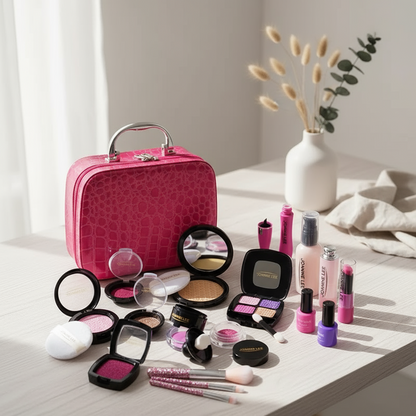 Role play makeup toy set for children, encouraging social development and imaginative scenarios.