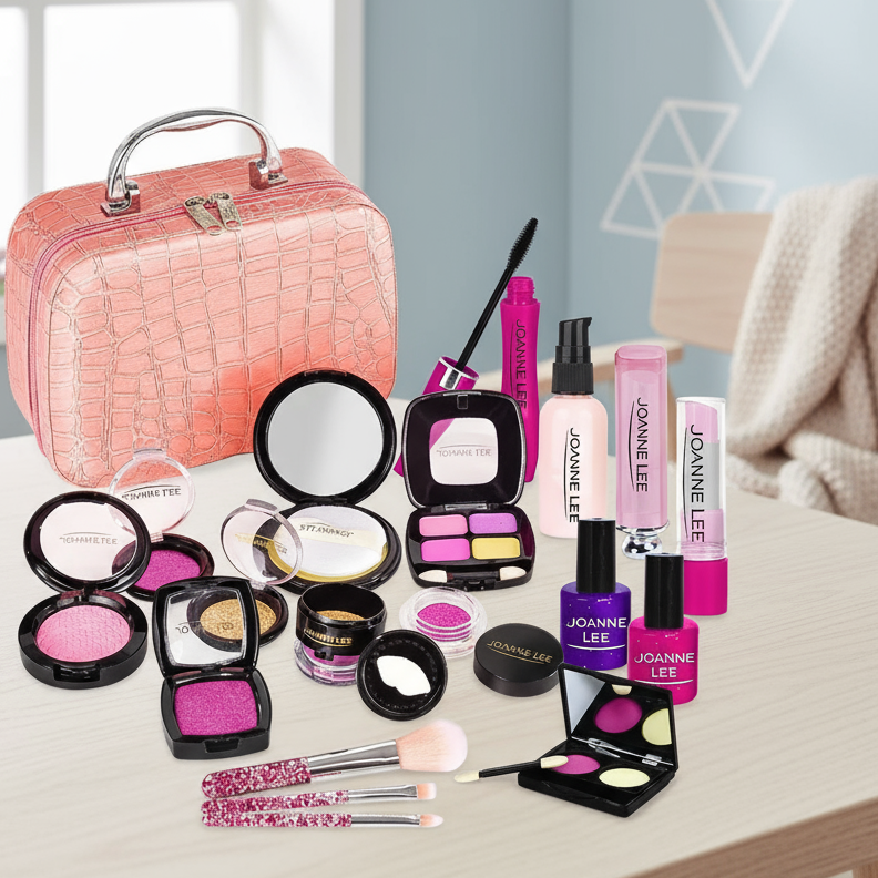 Safe children's play makeup kit, designed for creative fun without real cosmetics.