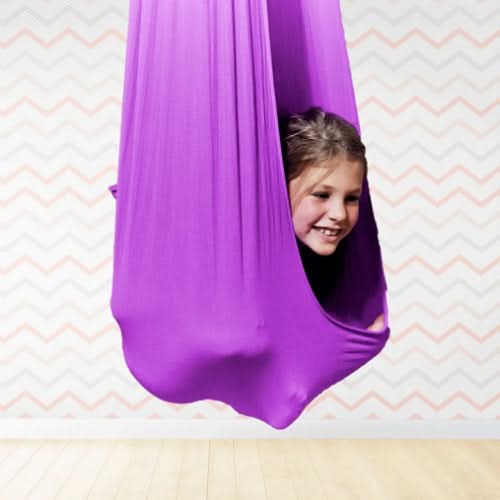 Kids' sensory swing for a quiet space, boosting focus and calm, ideal for special needs & development.
