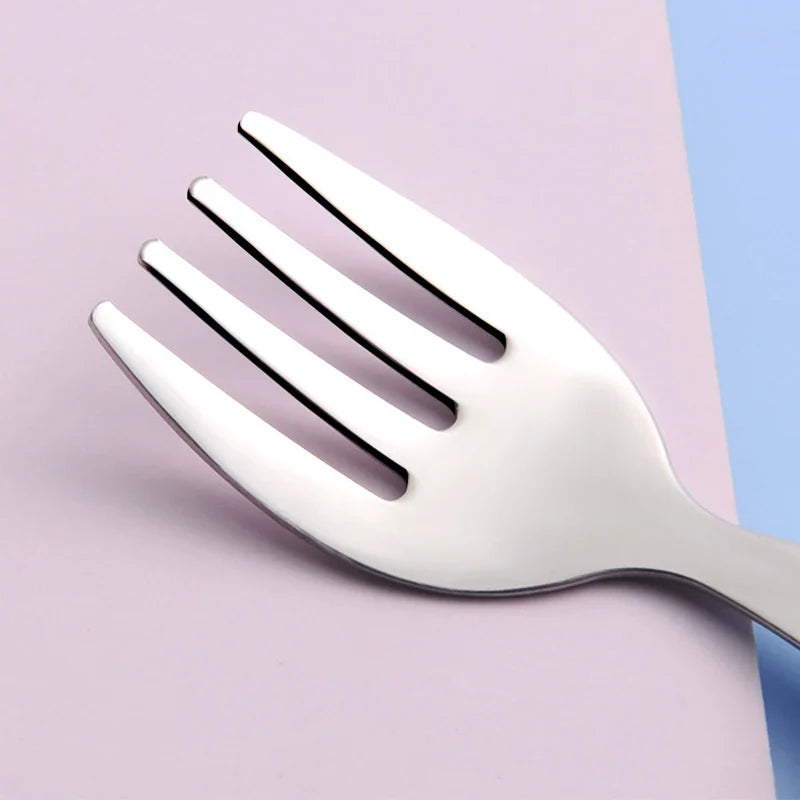 Modern stainless steel children's fork and spoon, a stylish and practical baby feeding gift