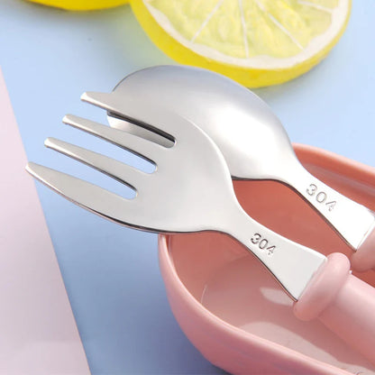 Baby feeding set: stainless steel fork and spoon, designed for baby led weaning, BPA-free
