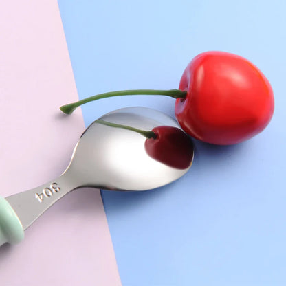 Children's stainless steel tableware, a fork and spoon combo for young kids, nursing & feeding