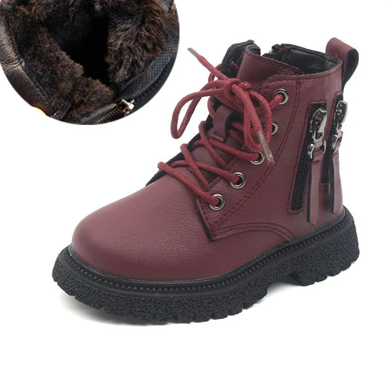 Children's trendy green rubber ankle boots, winter weather ready, easy zip access