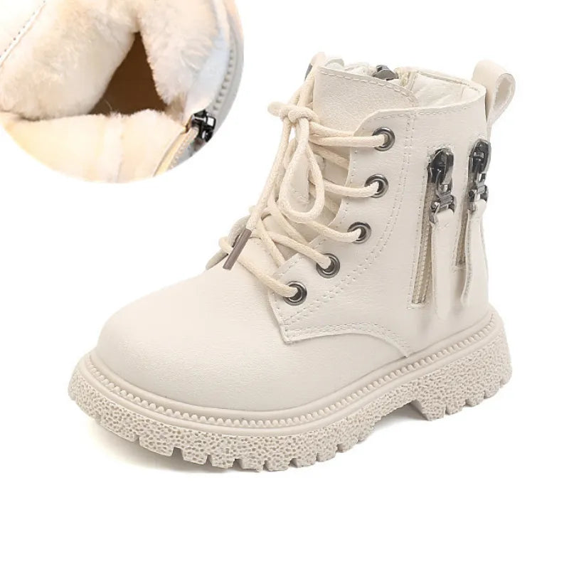 Array of colorful children's waterproof ankle zip boots, suitable for winter