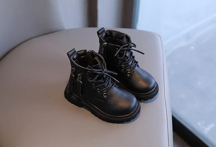 Toddler's red rubber ankle boots, winter protection, waterproof, convenient side zipper