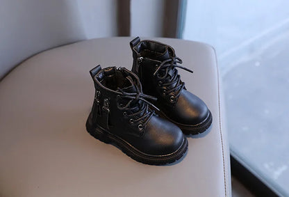 Toddler's red rubber ankle boots, winter protection, waterproof, convenient side zipper