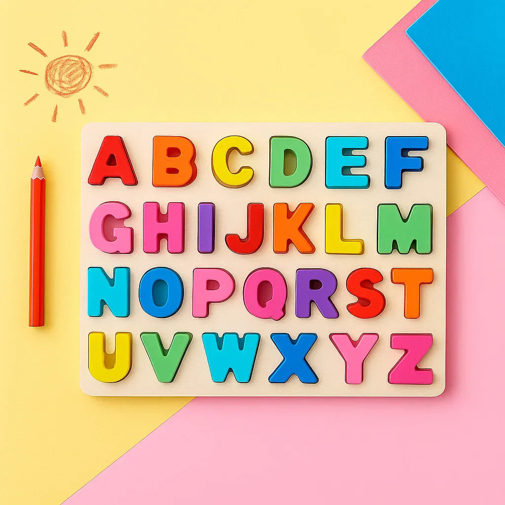 Montessori wooden educational puzzle, engaging children in hands-on learning of letters & numbers