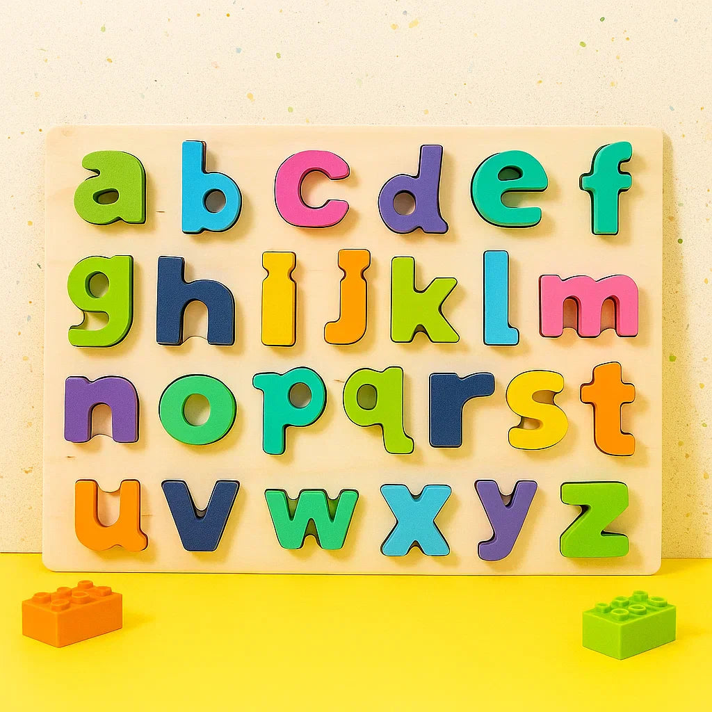 Educational wooden puzzle with chunky pieces, perfect for kids' small hands, learning toy