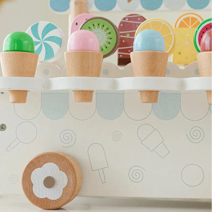Durable wooden ice cream truck, an engaging educational toy for kids' creative play