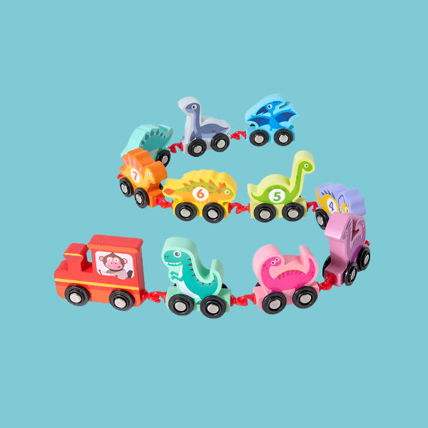 Hand-painted wooden magnetic train toy with durable construction, designed for engaging toddler play