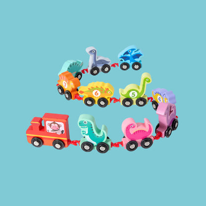Hand-painted wooden magnetic train toy with durable construction, designed for engaging toddler play