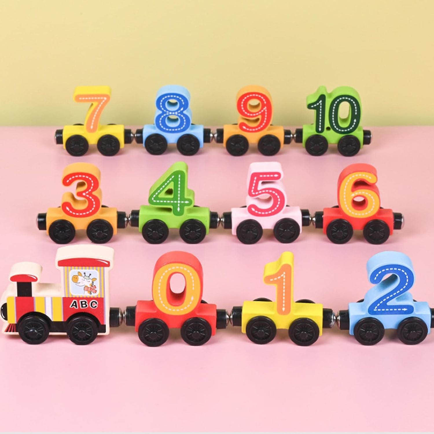 Educational magnetic train set crafted from wood, a safe and stimulating toy for preschool learning