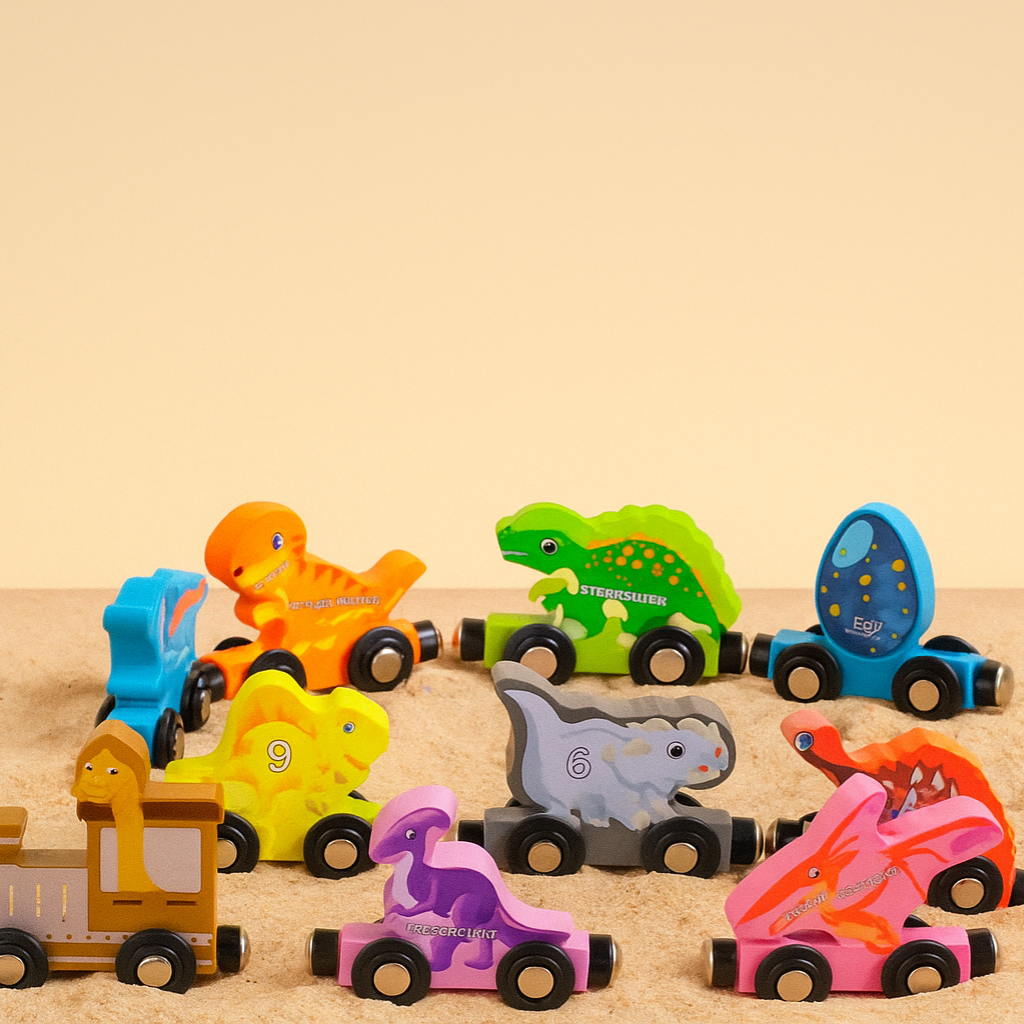 Toddler-friendly wooden magnetic train toy set, an excellent resource for educational and imaginative play