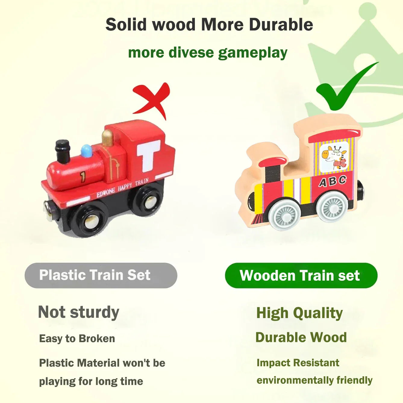 Close-up of a wooden magnetic train toy engine, vibrant colors and child-safe design for kids learning