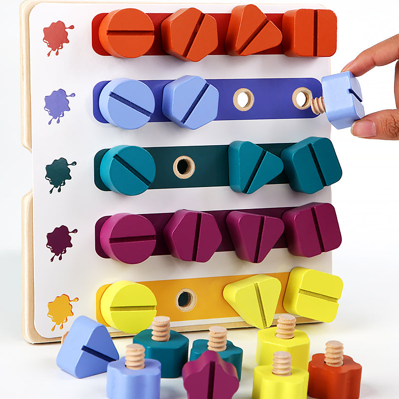 Educational wooden toy: Children's screw board puzzle, develops fine motor skills in kids