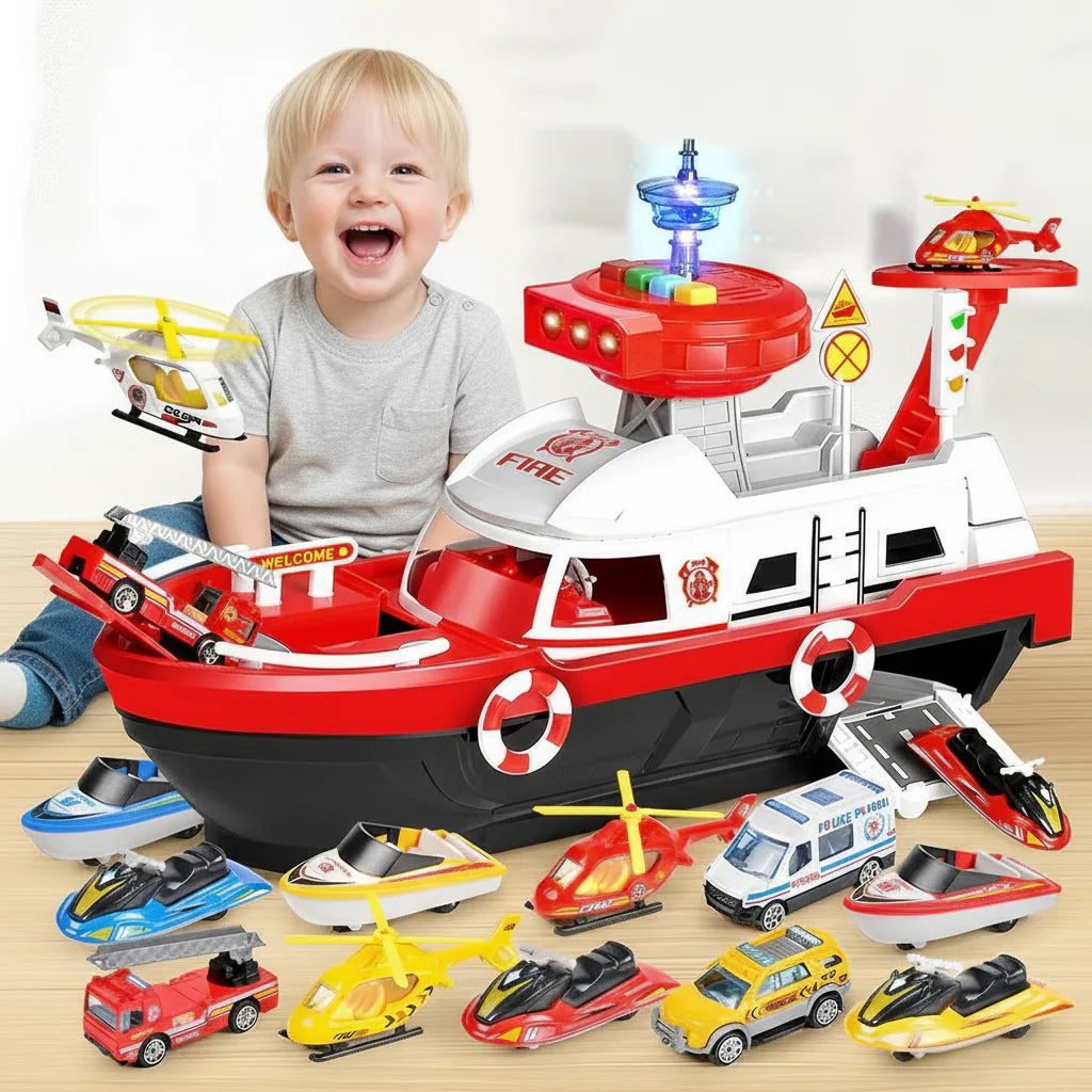 Childrens interactive musical toy boat with colorful lights & sounds, perfect for young kids