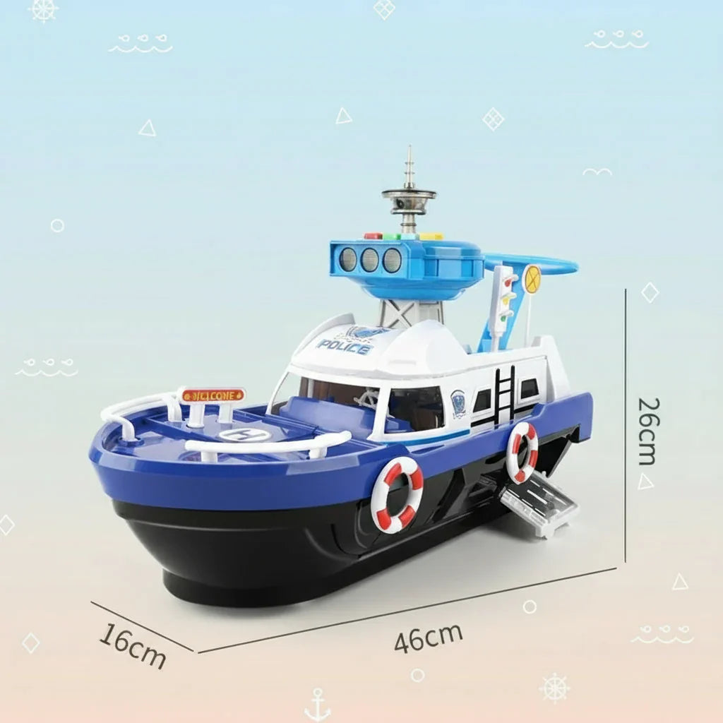 Interactive toy boat with durable design, musical effects and bright lights for children's play
