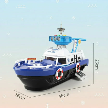 Interactive toy boat with durable design, musical effects and bright lights for children's play