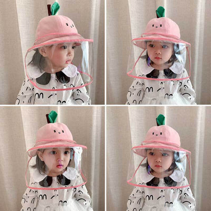 Childrens protective fisherman hat for sun safety, light pink cotton, top view