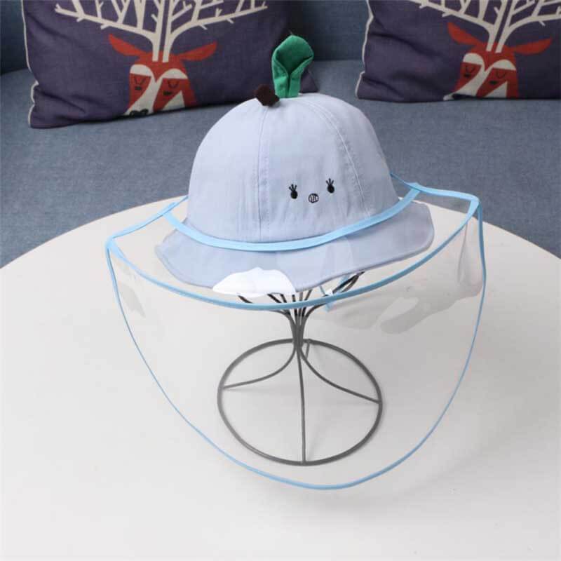 Protective fisherman hat for toddlers, multicolored stripes, front view