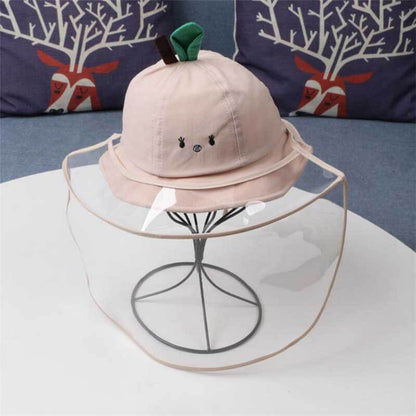 Girl wearing a white children's protective fisherman hat, baby outdoor essential