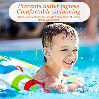 Kids ear protection: yellow silicone earplugs, ideal for swimming and sound dampening
