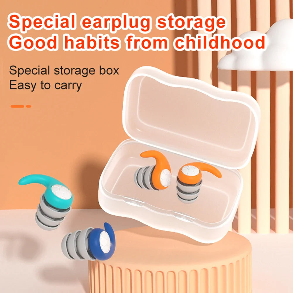 Package of children's silicone earplugs, designed for waterproof swimming and noise reduction