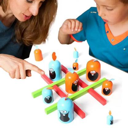 Close-up of Chomp TicTacToe game pieces, high-quality ABS plastic, for lasting parent-child play