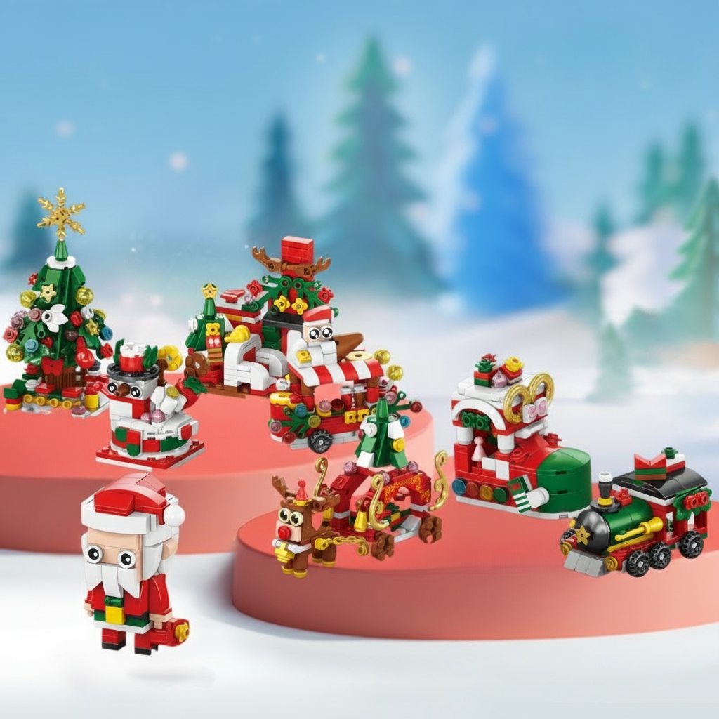 Christmas building blocks set creating a festive holiday ornament for DIY enthusiasts