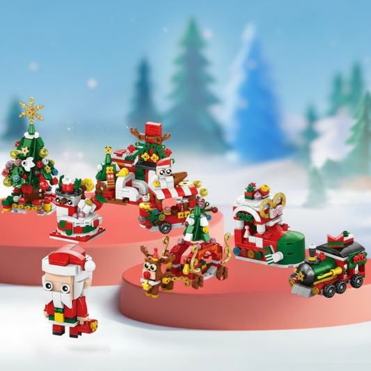 Christmas building blocks set creating a festive holiday ornament for DIY enthusiasts