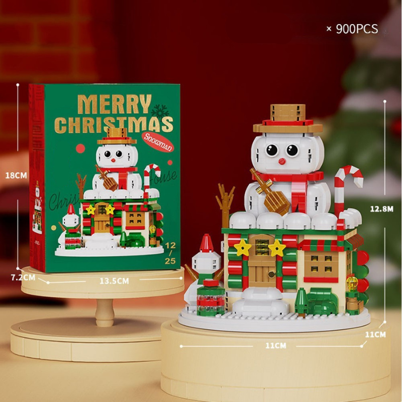 Detailed image of Santa Claus and Reindeer building block figures, holiday toy for crafts & gifts