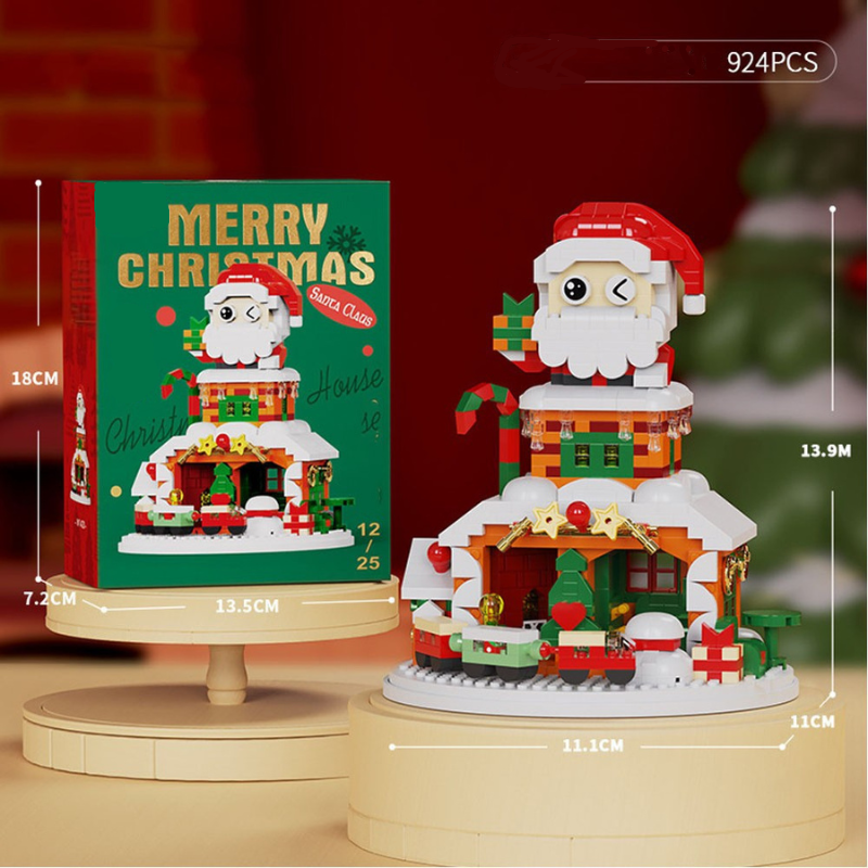 Collection of Christmas building block sets: tree, snowman, reindeer, Santa for festive decor