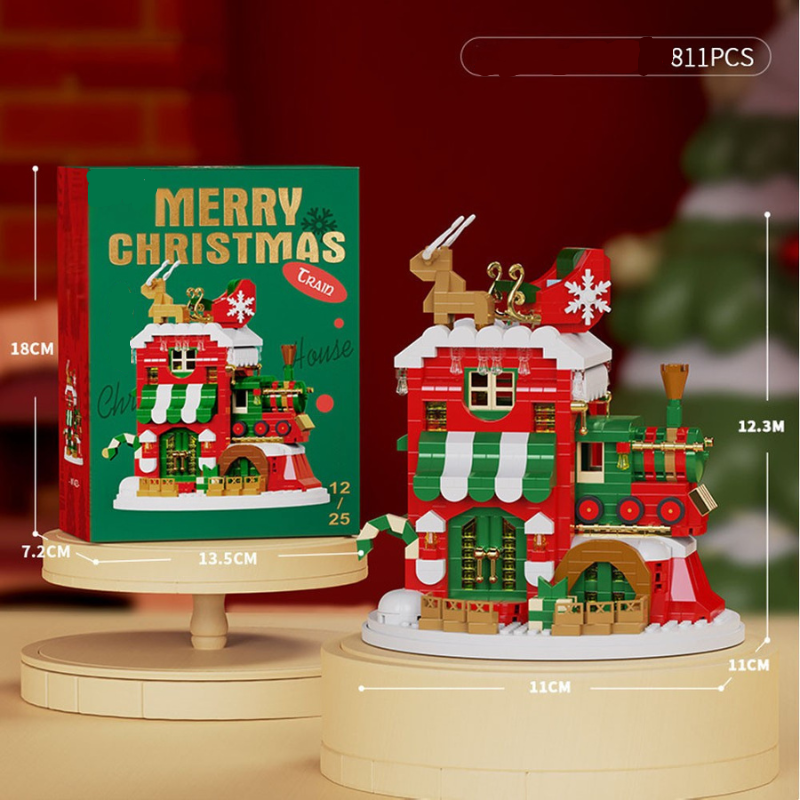 Unassembled Christmas building blocks components for snowman and Santa, activity toy craft kit